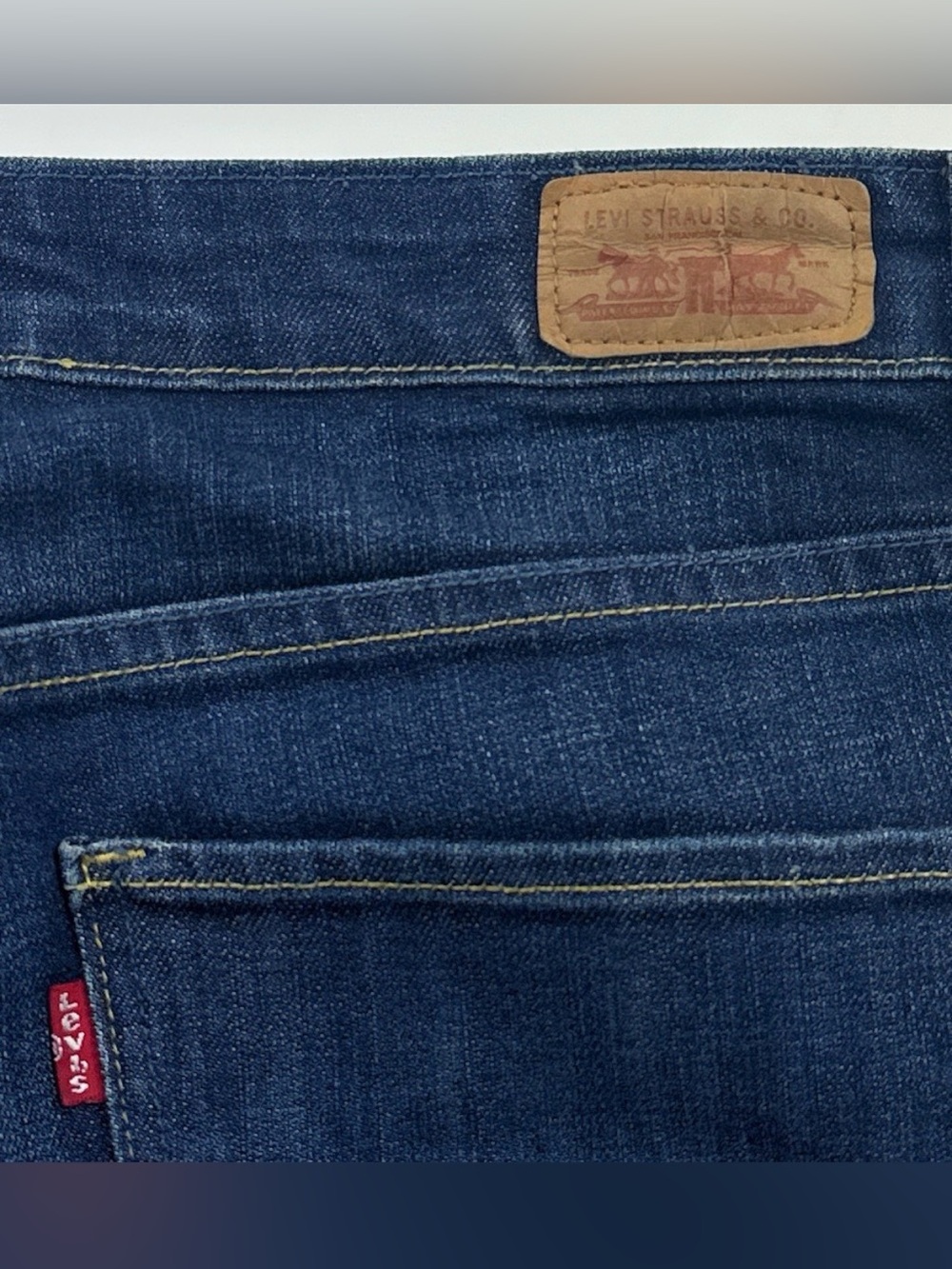 Levis The Original Mid Rise Skinny Womens Size 14M 32x31 Dark Blue Jeans Stretch - Picture 11 of 11